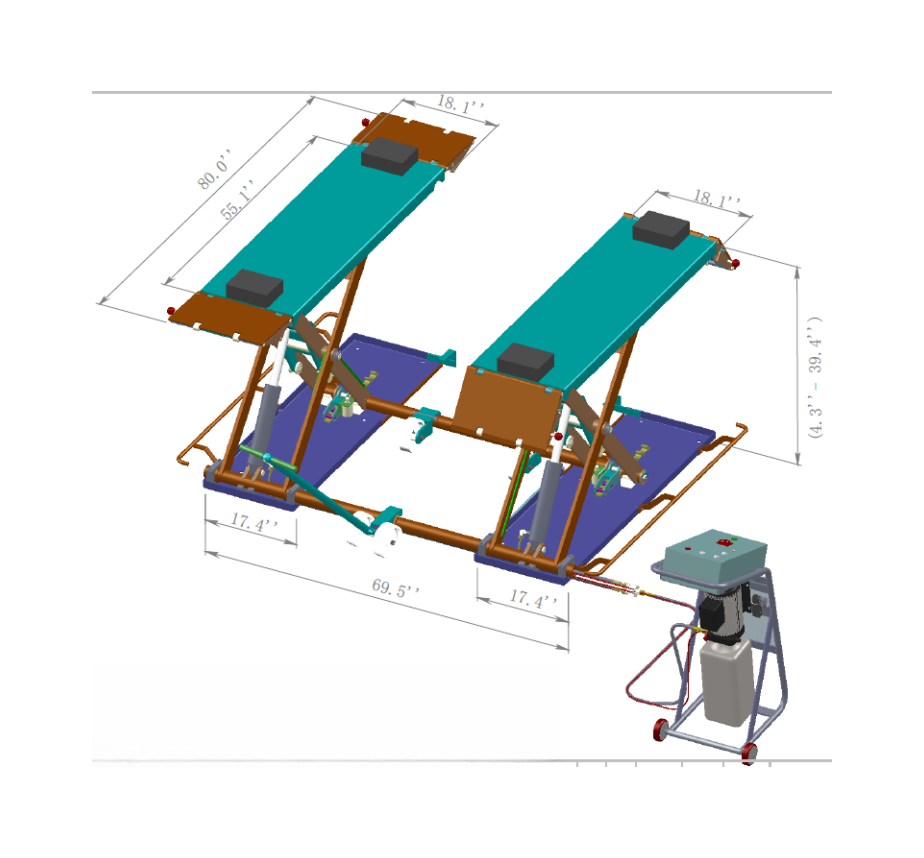 Mid Rise Scissor lift QJY-S2E inch dimension