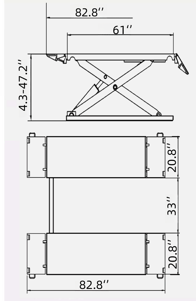 Mid Rise Scissor Lift Garage dimensional drawing 1